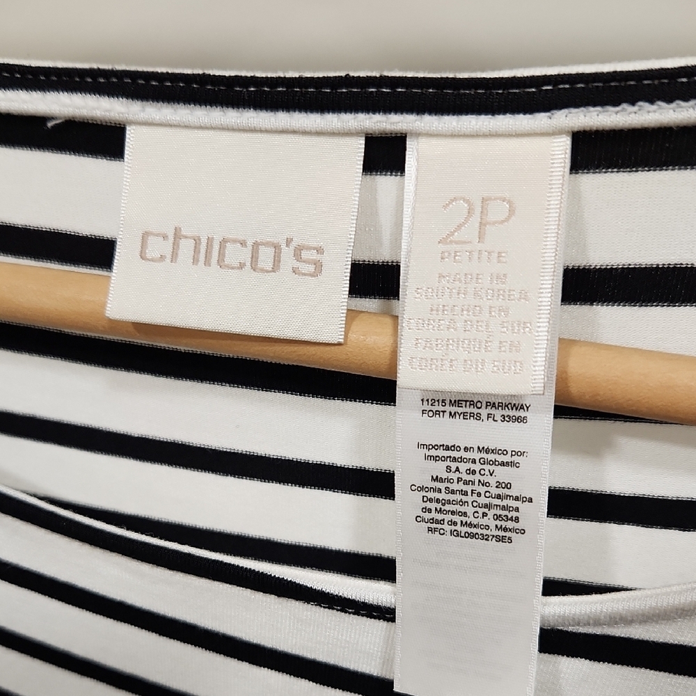 Chico's Black & White Striped Maxi Skirt with Tie-Front Top - Picture 2 of 5